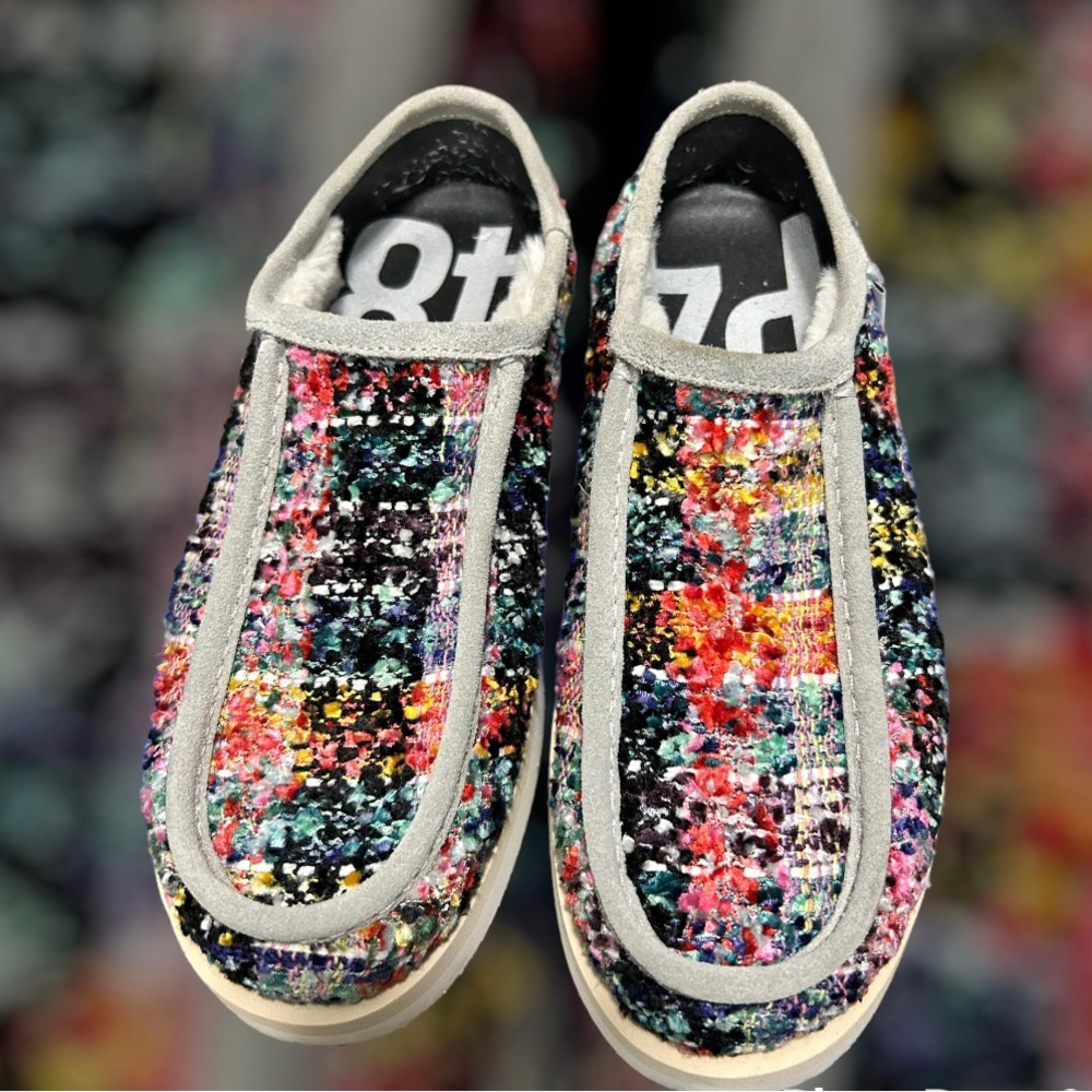 P448 multicolored woven slip in sneaker